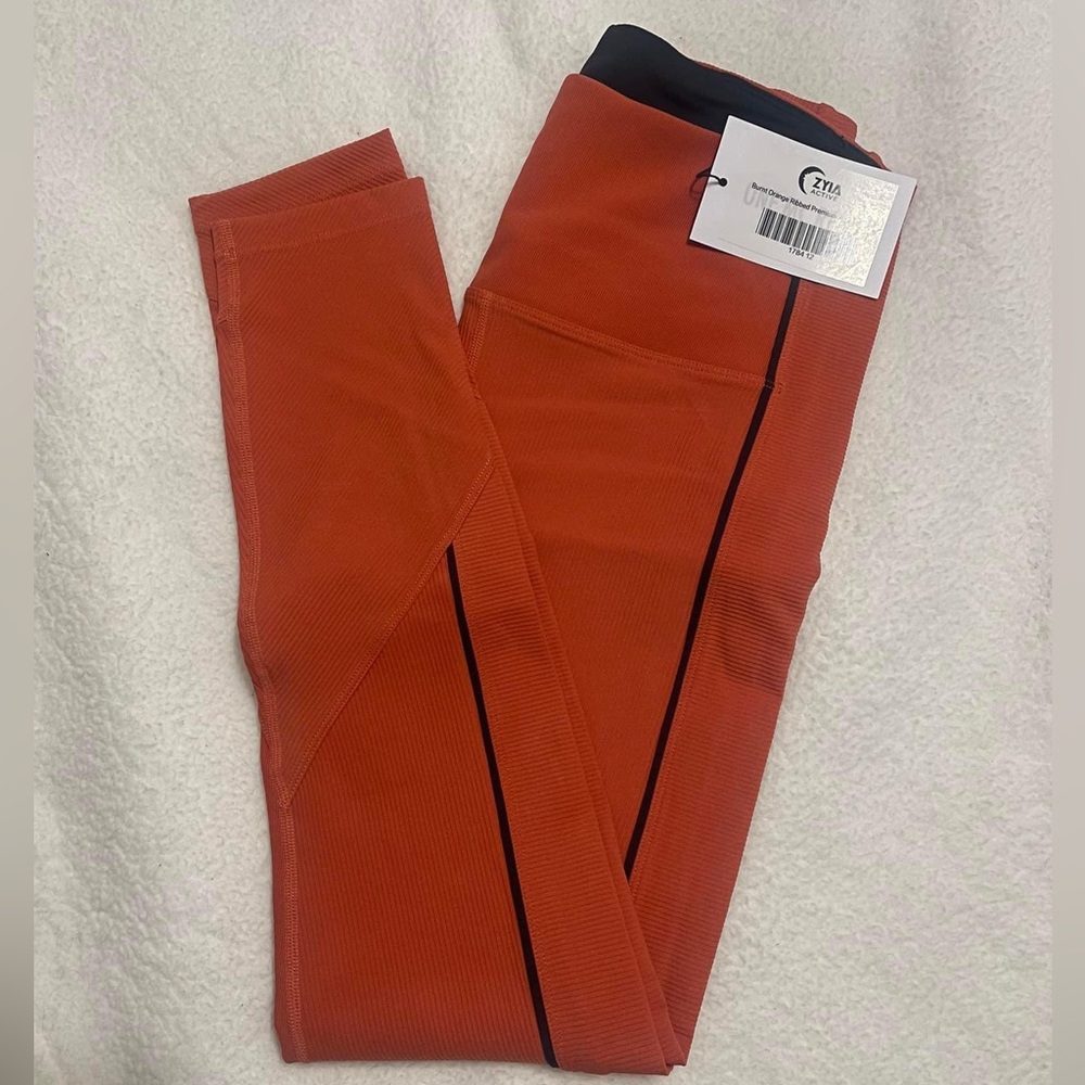 ZYIA Burnt Orange Ribbed Premium Legging NWT - Retired Item